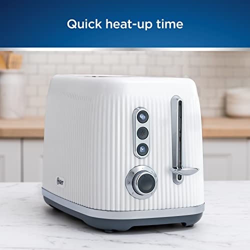 Oster® Retro 2-Slice Toaster with Quick-Check Lever, Extra-Wide Slots, Impressions Collection, White