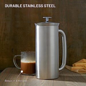 ESPRO - P7 French Press - Double Walled Stainless Steel Insulated Coffee and Tea Maker with Micro-Filter - Keep Drinks Hotter for Longer, Perfect for Home (Brushed Stainless Steel, 32 Oz)