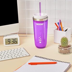ZOKU Instant Iced Coffee Maker, Reusable Beverage Chiller Cools Hot Beverages in Minutes Without Dilution, Portable 11-ounce Tumbler With Spill-resistant Lid and Straw, Purple