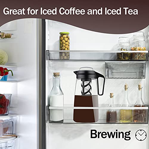 Cold Brew Coffee Maker, Iced Coffee Maker Tea Brewer Leak-Proof with Removable Mesh Filter for Iced Coffee Cold Brew Tea, 2QT