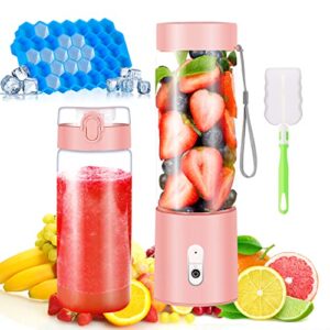 portable blender, blender for shakes and smoothies, personal blender, battery operated blender, 500ml double cups with interchangeable lids with 6 blades for kitchen breakfast ,traveling, outdoor, gym, office