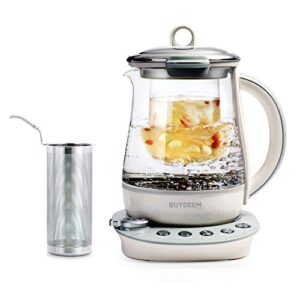 buydeem k2683 health-care beverage tea maker and kettle, 9-in-1 programmable brew cooker master, 1.5 l, spruce blue