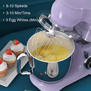 Mini Angel Electric Stand Mixer, 5.5 Quarts, Dough Hook, Flat Beater, Wire Whisk Attachments, 10+P Speeds with Splash Guard, Lavender with DIY STICKERS