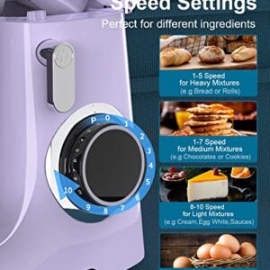 Mini Angel Electric Stand Mixer, 5.5 Quarts, Dough Hook, Flat Beater, Wire Whisk Attachments, 10+P Speeds with Splash Guard, Lavender with DIY STICKERS