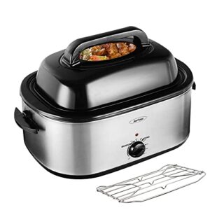 sunvivi 24 quart electric roaster with removable pan,electric turkey roaster oven with visible & self-basting lid,large roaster with removable pot and cool-touch handles