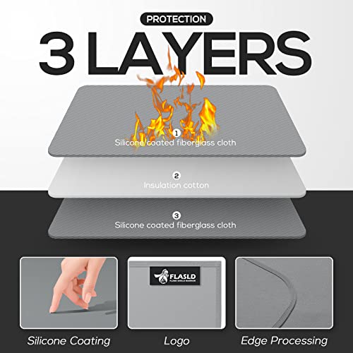 FLASLD Heat Resistant Mat for Air Fryer Site on, Fireproof Silicone Mats for Kitchen Counter, Countertop Protector, No-slip and Waterproof (16"X24", Gray)