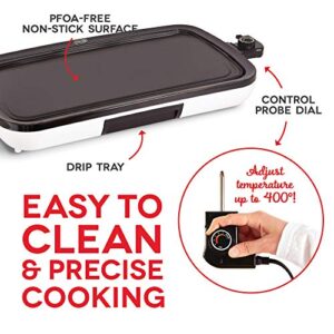 Dash Everyday Nonstick Electric Griddle for Pancakes, Burgers, Quesadillas, Eggs & other on the go Breakfast, Lunch & Snacks with Drip Tray + Included Recipe Book, 20in, 1500-Watt - White