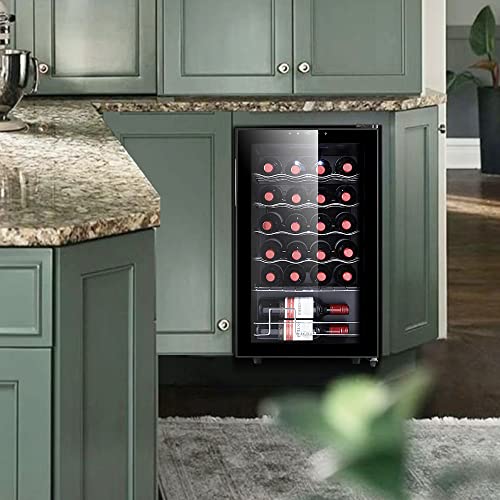 STAIGIS Wine Cooler Refrigerator Freestanding, Mini Wine Fridge 24 Bottle w/Digital Control, Countertop Mini Fridge for Red & White, Glass Door