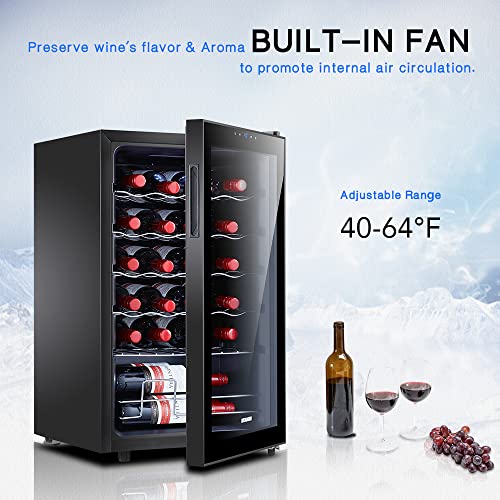 STAIGIS Wine Cooler Refrigerator Freestanding, Mini Wine Fridge 24 Bottle w/Digital Control, Countertop Mini Fridge for Red & White, Glass Door