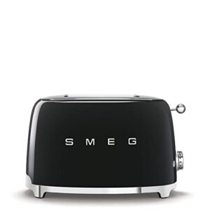 smeg tsf01blus 50's retro style aesthetic 2 slice toaster, black