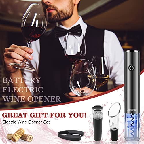 Joyfort Electric Wine Opener Set, Wine Bottle Opener with Charging Base, Automatic Corkscrew with Aerator, Pourer and Foil Cutter,for Wine Lover Gift