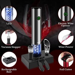 Joyfort Electric Wine Opener Set, Wine Bottle Opener with Charging Base, Automatic Corkscrew with Aerator, Pourer and Foil Cutter,for Wine Lover Gift