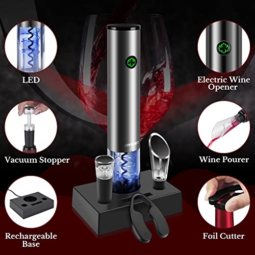 Joyfort Electric Wine Opener Set, Wine Bottle Opener with Charging Base, Automatic Corkscrew with Aerator, Pourer and Foil Cutter,for Wine Lover Gift