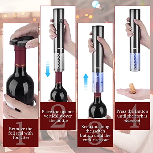 Joyfort Electric Wine Opener Set, Wine Bottle Opener with Charging Base, Automatic Corkscrew with Aerator, Pourer and Foil Cutter,for Wine Lover Gift