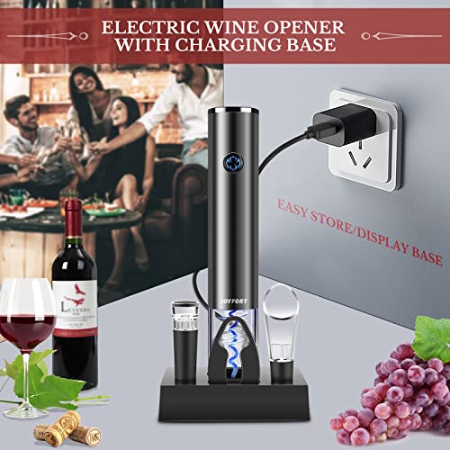 Joyfort Electric Wine Opener Set, Wine Bottle Opener with Charging Base, Automatic Corkscrew with Aerator, Pourer and Foil Cutter,for Wine Lover Gift