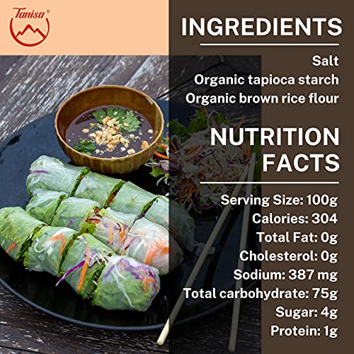 TANISA Organic Brown Rice Paper Wrapper - Healthy Gluten Free Spring Roll Rice Paper Wrappers - Round Rice Wrappers for Fresh Rolls - Vietnamese Rice Paper - Suitable for Any Meal - 8.7 inch - 12 oz