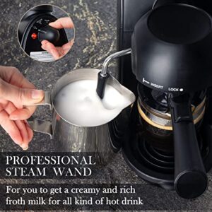 Mixpresso Espresso Maker, 3.5 Bar Espresso Machine With Milk Frother, 4 Cup Espresso/Cappuccino Maker, 800W Coffee Maker With Glass Carafe, Latte and Cappuccino Machine