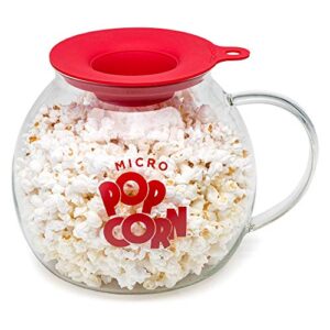 ecolution ekpcm-0025 micro-pop popper, glass microwave popcorn maker with dual function lid, 3 qt