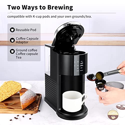 VIMUKUN Single Serve Coffee Maker for K-Cup Pod and Ground Coffee, 6 to 14 oz Brew Sizes, 40 oz Removable Water Reservoir, Single Cup Coffee Brewer with Self-cleaning Function