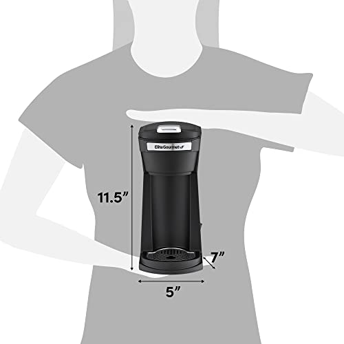 Elite Gourmet EHC208RS Personal Single-Serve Compact Capsule Coffee Maker Brewer, Compatible with K-Cups and Grounds, Reusable Filter, 16 Ounce, Black