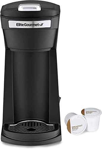 Elite Gourmet EHC208RS Personal Single-Serve Compact Capsule Coffee Maker Brewer, Compatible with K-Cups and Grounds, Reusable Filter, 16 Ounce, Black