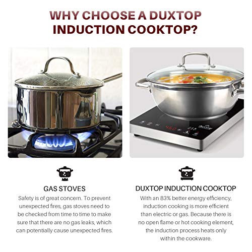 Duxtop Portable Induction Cooktop, High End Full Glass Induction Burner with Sensor Touch, 1800W Countertop Burner with Stainless Steel Housing, E200A, Black