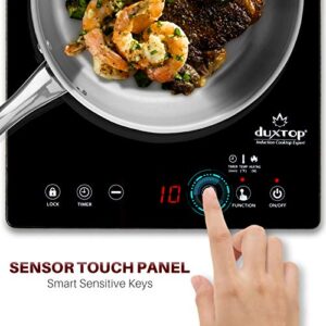 Duxtop Portable Induction Cooktop, High End Full Glass Induction Burner with Sensor Touch, 1800W Countertop Burner with Stainless Steel Housing, E200A, Black