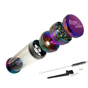 Right vibes 4 pieces grinder 2.2 cone with accessories to adjust it , Zinc alloy 3 in 1 multicolor