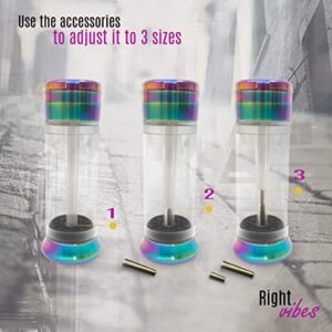 Right vibes 4 pieces grinder 2.2 cone with accessories to adjust it , Zinc alloy 3 in 1 multicolor