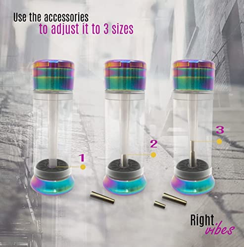 Right vibes 4 pieces grinder 2.2 cone with accessories to adjust it , Zinc alloy 3 in 1 multicolor