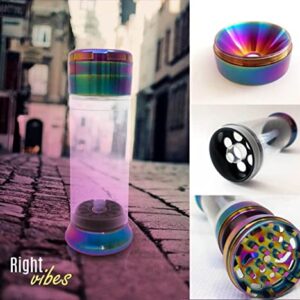 Right vibes 4 pieces grinder 2.2 cone with accessories to adjust it , Zinc alloy 3 in 1 multicolor