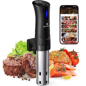 blitzhome sous vide machine, wifi app included, 1100w sous vide cooker with accurate temperature & timer, ultra quiet stainless precision immersion circulator device, kitchen gadgets with recipes