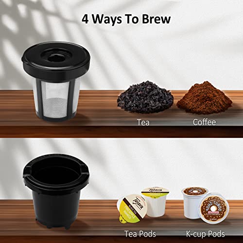 Single Serve Coffee Maker K Cup with Reservoir, Small Pod Coffee Maker 6-14 OZ Brew Size, Mini Single Cup Coffee Maker Fit Travel Cups, Personal Coffee makers 2 In 1 with Self-Cleaning Function, Black