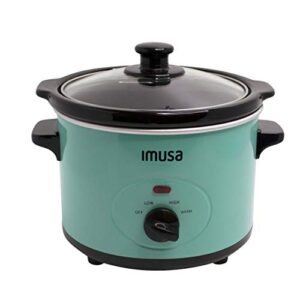 imusa usa gau-80113t 1.5 quart teal slow cooker with glass lid