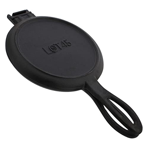 Lot45 Cast Iron Waffle Maker Pan - 6in Stove Top Waffle Iron Cookware, Portable Camping Breakfast Maker for Stovetop