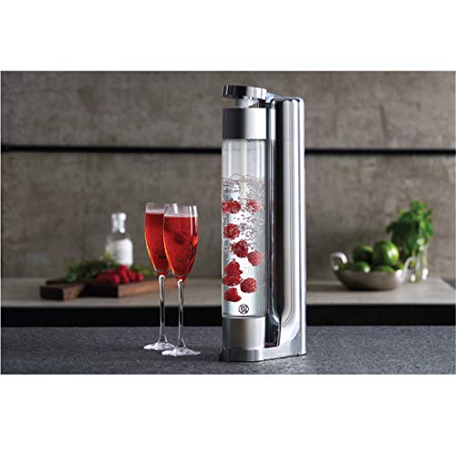 Twenty39 Qarbo Sparkling Water Maker Machine - Soda Beverage Carbonator for Home, Seltzer & Carbonated Beverage Dispenser, Water Carbonation Fizz Maker (Chrome)