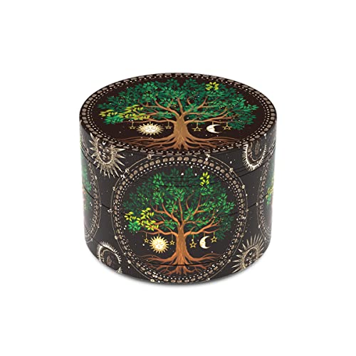 HOKirin Grinder 2.5 Inch Grinder Boho Aesthetics Grinder Tree of Life Grinder,Black