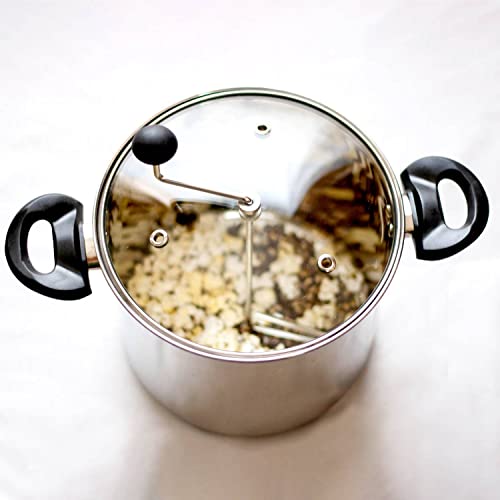 Lehman's Manual Popcorn Popper - Stainless Steel Stovetop Popcorn Maker, No Measuring Needed, Doubles as Cooking Pot