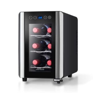 jointco thermoelectric cooler 6 bottle, freestanding wine cooler, 48f-64f, for red & white wine…