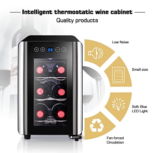 Jointco Thermoelectric Cooler 6 Bottle, Freestanding Wine Cooler, 48F-64F, For Red & White Wine…