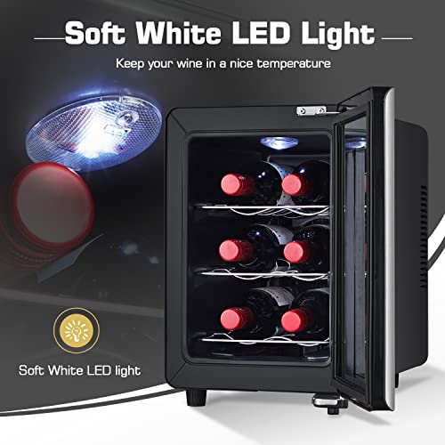 Jointco Thermoelectric Cooler 6 Bottle, Freestanding Wine Cooler, 48F-64F, For Red & White Wine…