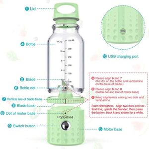 PopBabies Smoothie Blender, Portable Blender and single-serve Personal Blender, Blender to go Updated Version Apple Green