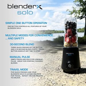 NEW! BlenderX Solo CORDLESS PORTABLE PERSONAL 12V Blender with ToGo Cup 15oz| Superior Portable Power| More power means More, Healthier ingredient options| More blends per charge (30+)| Outdoor Home On-the-Go