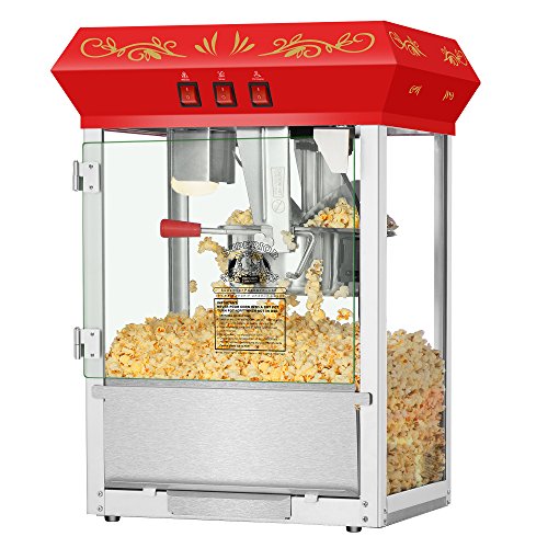 Countertop Movie Night Popcorn Popper Machine-Makes Approx. 3 Gallons Per Batch- by Superior Popcorn Company- (8 oz., Red)