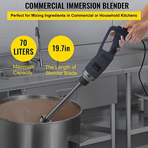 VEVOR Commercial Immersion Blender Constant Speed Heavy Duty Immersion Blender 350W Commercial Hand Mixer 304 Stainless Steel Hand Blender Commercial with 19.7" Removable Shaft for Kitchen Mixing