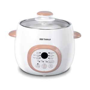 tianji electric stew pot, ceramic soup porridge cooker, slow cookers with lid, 1l, white
