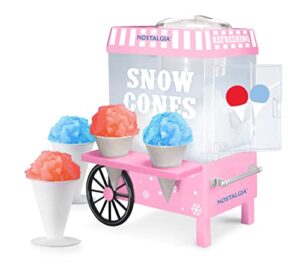 nostalgia vintage countertop snow cone maker makes 20 icy treats includes 2 reusable plastic cups & ice scoop