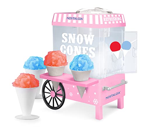 Nostalgia Vintage Countertop Snow Cone Maker Makes 20 ICY Treats Includes 2 Reusable Plastic Cups & Ice Scoop