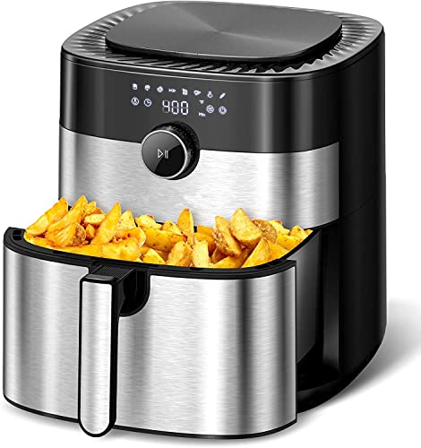 Air Fryer XL, 6 Quart Large Airfryer Oven with 8 Presets, 1750W Electric Hot Air Fryers Dual Control Oilless Cooker with LED Touch Screen and Non-Stick Basket Dishwasher Safe, Rapid Frying