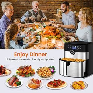 Air Fryer XL, 6 Quart Large Airfryer Oven with 8 Presets, 1750W Electric Hot Air Fryers Dual Control Oilless Cooker with LED Touch Screen and Non-Stick Basket Dishwasher Safe, Rapid Frying